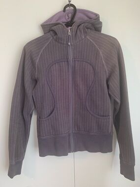 Lululemon Purple Pinstripe Classic Cotton Scuba Hoodie Size 6
